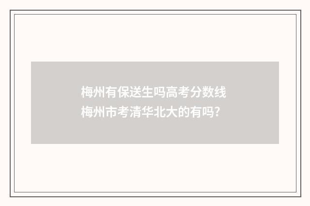 梅州有保送生吗高考分数线 梅州市考清华北大的有吗?