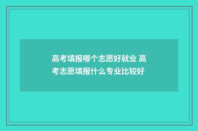 高考填报哪个志愿好就业 高考志愿填报什么专业比较好