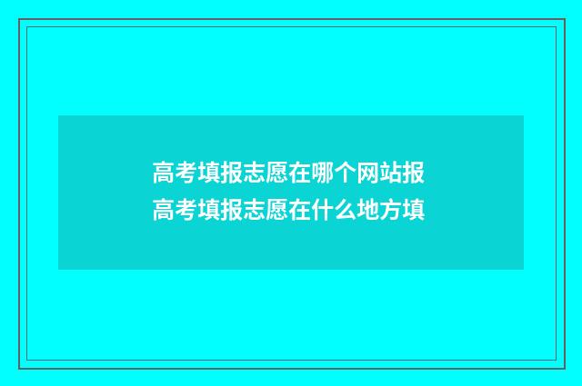 高考填报志愿在哪个网站报 高考填报志愿在什么地方填