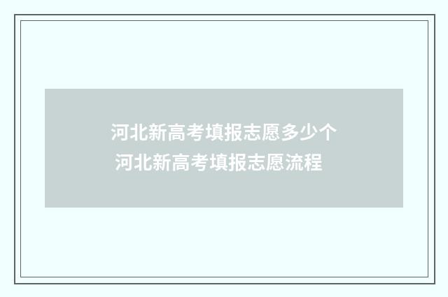 河北新高考填报志愿多少个 河北新高考填报志愿流程