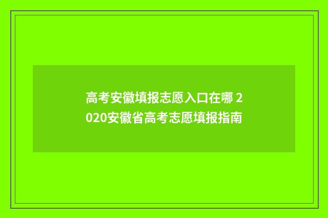 高考安徽填报志愿入口在哪 2020安徽省高考志愿填报指南