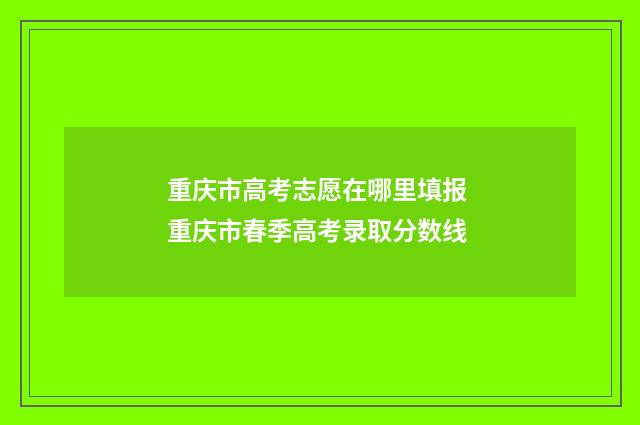 重庆市高考志愿在哪里填报 重庆市春季高考录取分数线
