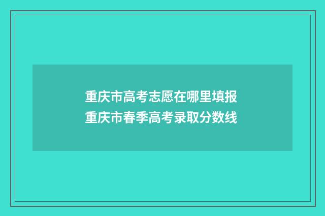 重庆市高考志愿在哪里填报 重庆市春季高考录取分数线