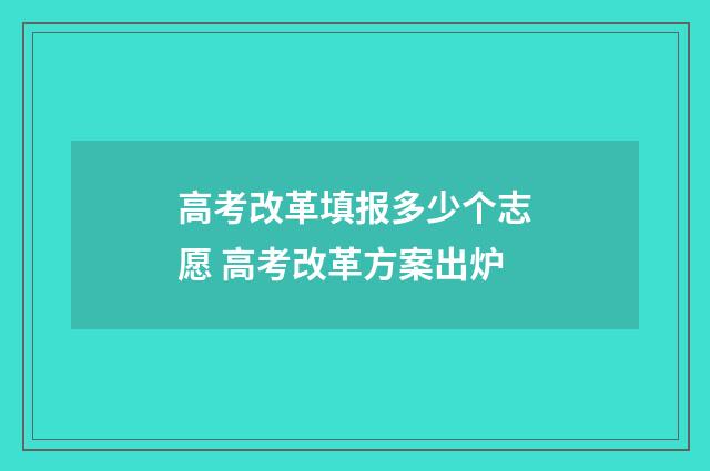 高考改革填报多少个志愿 高考改革方案出炉
