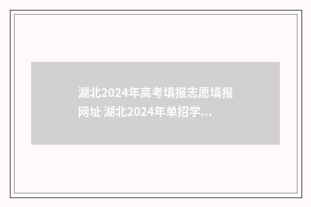 湖北2024年高考填报志愿填报网址 湖北2024年单招学校有哪些