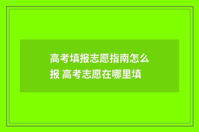 高考填报志愿指南怎么报 高考志愿在哪里填