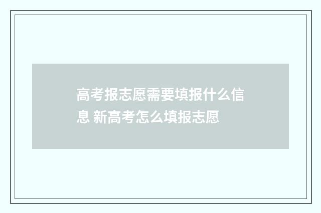 高考报志愿需要填报什么信息 新高考怎么填报志愿