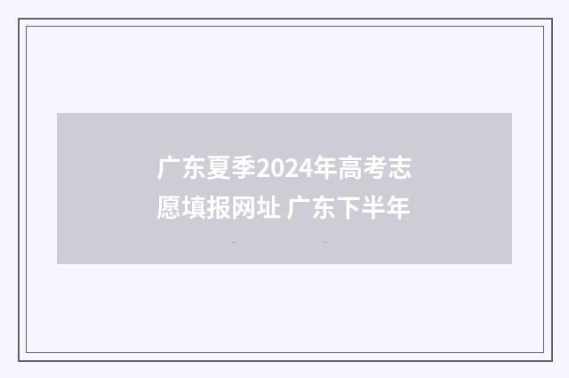 广东夏季2024年高考志愿填报网址 广东下半年