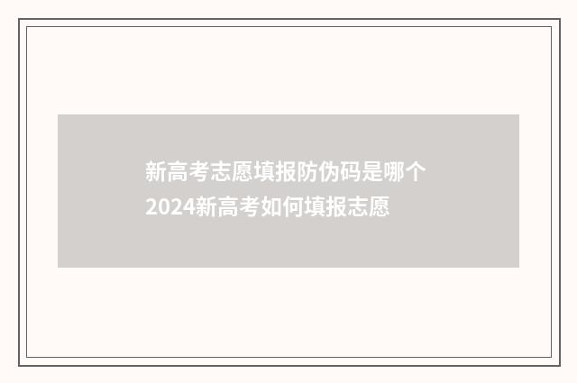 新高考志愿填报防伪码是哪个 2024新高考如何填报志愿