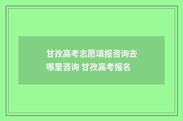 甘孜高考志愿填报咨询去哪里咨询 甘孜高考报名