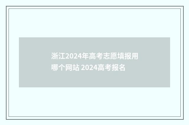 浙江2024年高考志愿填报用哪个网站 2024高考报名