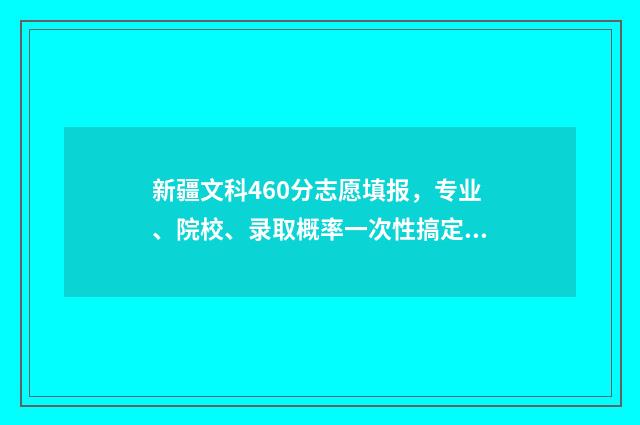 新疆文科460分志愿填报，专业、院校、录取概率一次性搞定！ 新疆480分文科