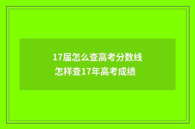 17届怎么查高考分数线 怎样查17年高考成绩
