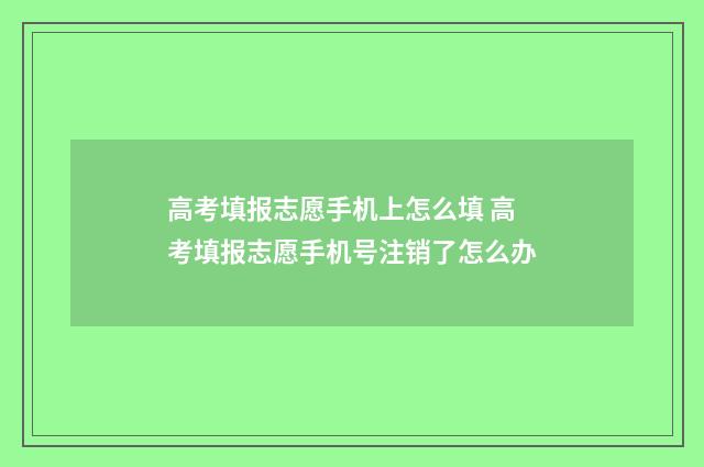 高考填报志愿手机上怎么填 高考填报志愿手机号注销了怎么办