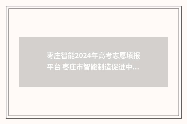 枣庄智能2024年高考志愿填报平台 枣庄市智能制造促进中心
