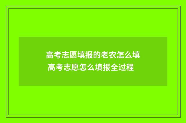 高考志愿填报的老农怎么填 高考志愿怎么填报全过程