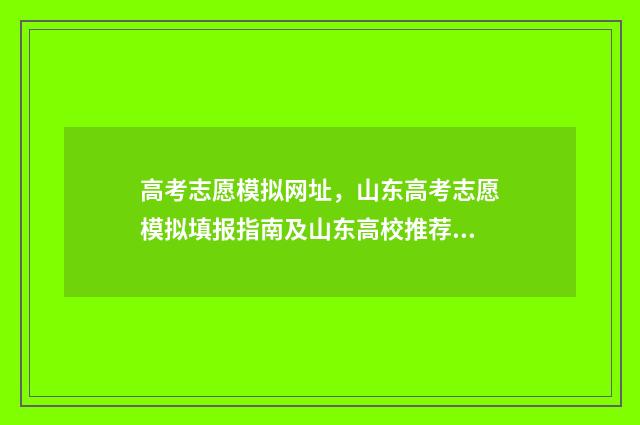 高考志愿模拟网址，山东高考志愿模拟填报指南及山东高校推荐 2021高考志愿模拟填报网址