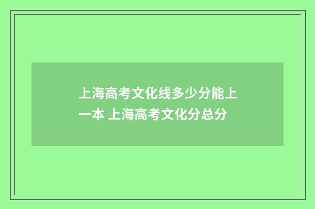 上海高考文化线多少分能上一本 上海高考文化分总分