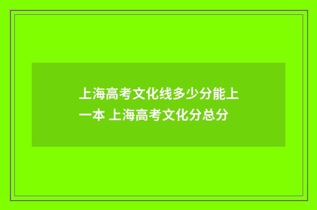 上海高考文化线多少分能上一本 上海高考文化分总分