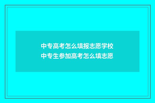中专高考怎么填报志愿学校 中专生参加高考怎么填志愿