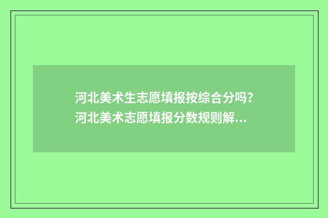 河北美术生志愿填报按综合分吗？河北美术志愿填报分数规则解读 河北美术生志愿填报模拟