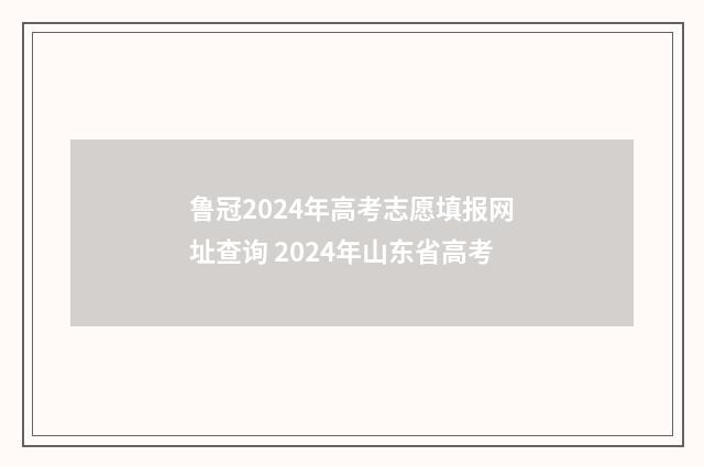 鲁冠2024年高考志愿填报网址查询 2024年山东省高考
