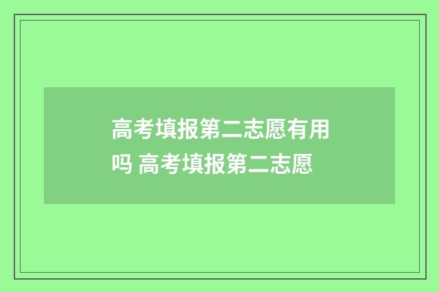 高考填报第二志愿有用吗 高考填报第二志愿
