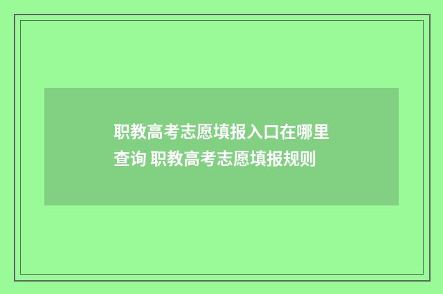 职教高考志愿填报入口在哪里查询 职教高考志愿填报规则
