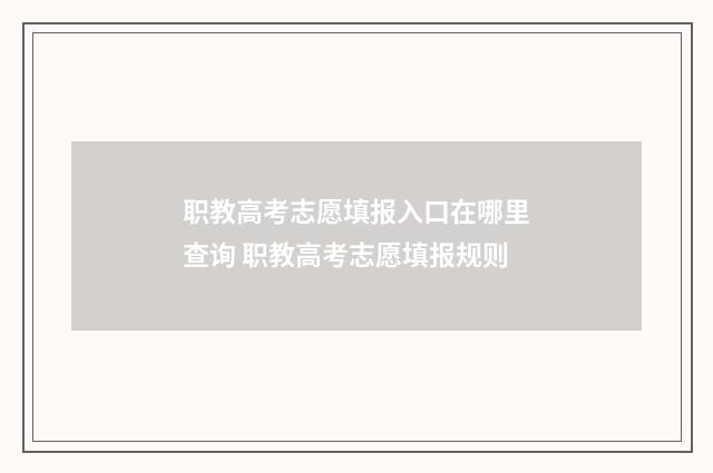 职教高考志愿填报入口在哪里查询 职教高考志愿填报规则