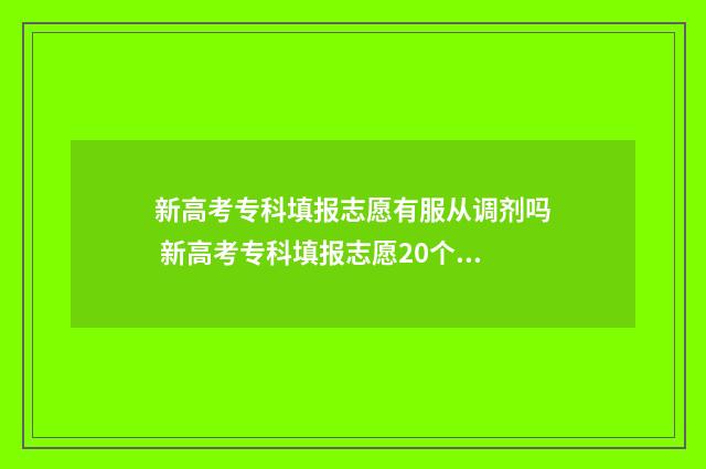 新高考专科填报志愿有服从调剂吗 新高考专科填报志愿20个怎么填