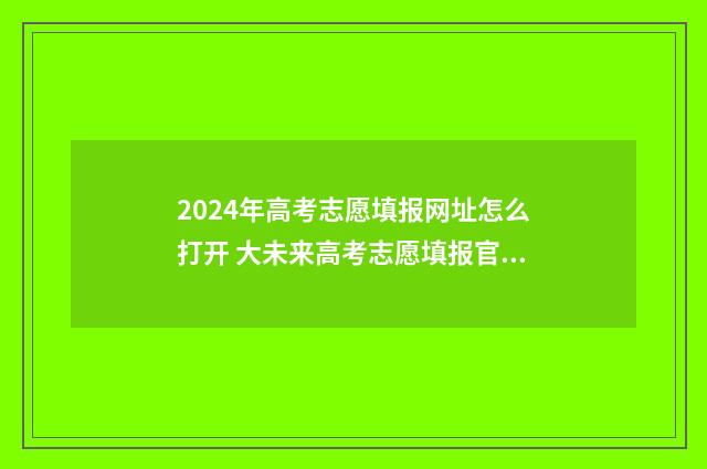 2024年高考志愿填报网址怎么打开 大未来高考志愿填报官网