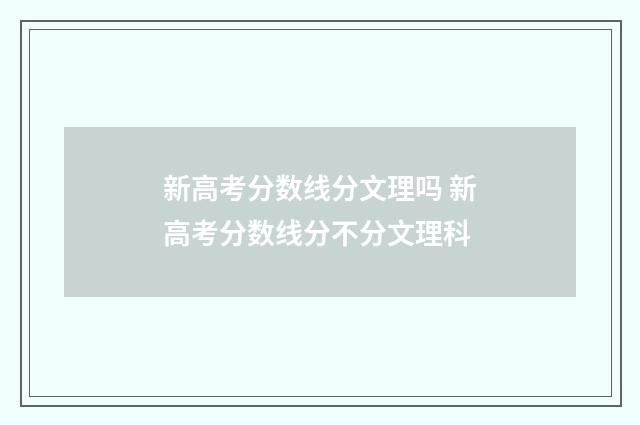 新高考分数线分文理吗 新高考分数线分不分文理科