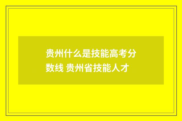 贵州什么是技能高考分数线 贵州省技能人才