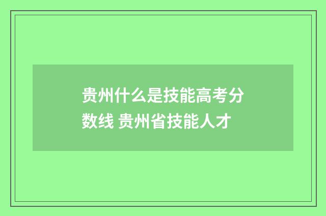 贵州什么是技能高考分数线 贵州省技能人才