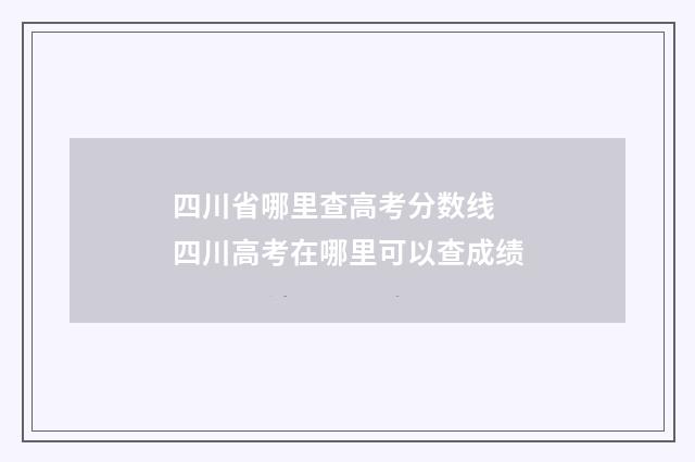 四川省哪里查高考分数线 四川高考在哪里可以查成绩