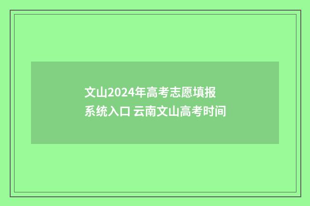 文山2024年高考志愿填报系统入口 云南文山高考时间