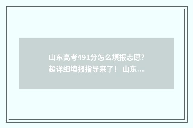 山东高考491分怎么填报志愿？超详细填报指导来了！ 山东高考491能上啥大学