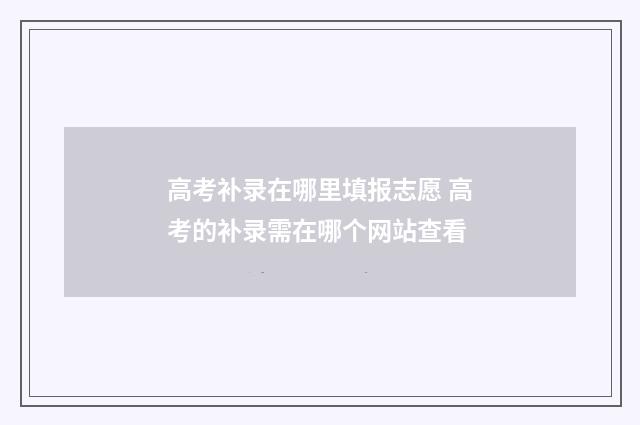 高考补录在哪里填报志愿 高考的补录需在哪个网站查看