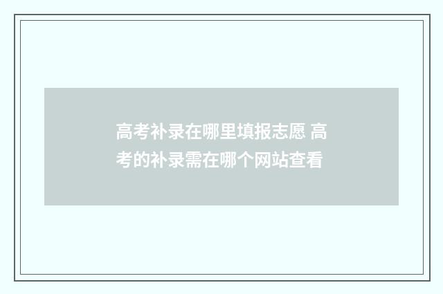 高考补录在哪里填报志愿 高考的补录需在哪个网站查看