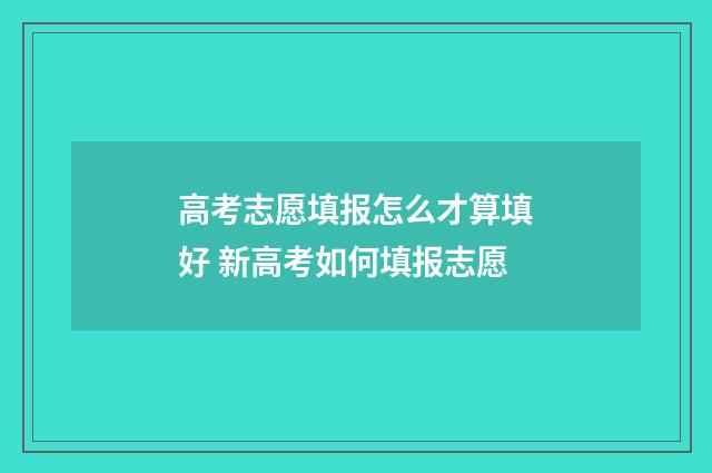 高考志愿填报怎么才算填好 新高考如何填报志愿