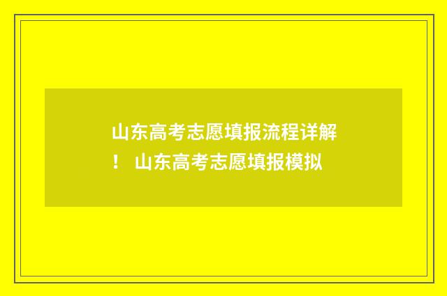 山东高考志愿填报流程详解！ 山东高考志愿填报模拟