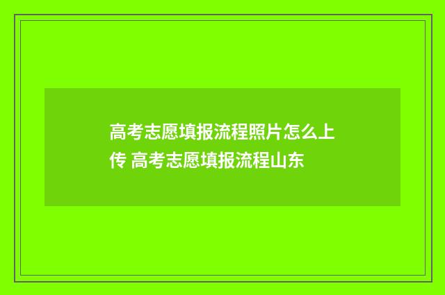 高考志愿填报流程照片怎么上传 高考志愿填报流程山东