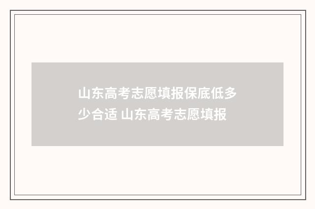 山东高考志愿填报保底低多少合适 山东高考志愿填报
