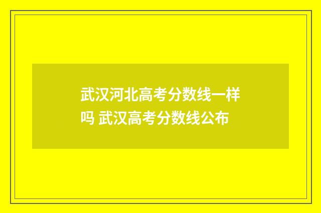 武汉河北高考分数线一样吗 武汉高考分数线公布