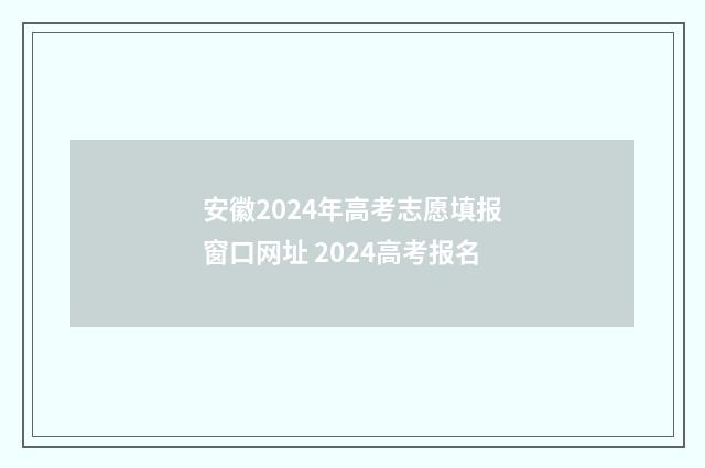 安徽2024年高考志愿填报窗口网址 2024高考报名