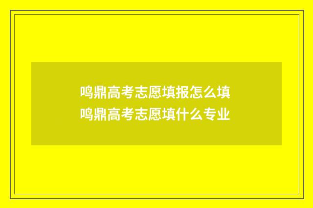 鸣鼎高考志愿填报怎么填 鸣鼎高考志愿填什么专业
