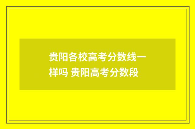 贵阳各校高考分数线一样吗 贵阳高考分数段