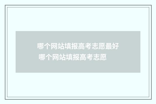 哪个网站填报高考志愿最好 哪个网站填报高考志愿