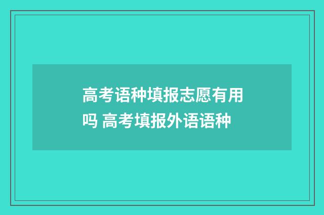 高考语种填报志愿有用吗 高考填报外语语种
