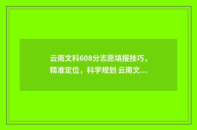 云南文科608分志愿填报技巧，精准定位，科学规划 云南文科568分